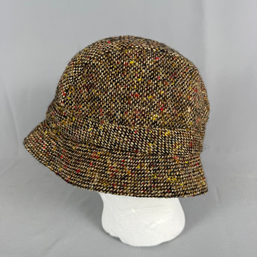 David Hanna & Sons W Bill Ltd Wool Tweed Bucket Hat Brown Multi Made in Ireland - Picture 4 of 11